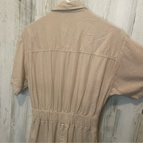Abercrombie & Fitch Short Sleeve Linen Blend Utility Romper- Tan Khaki Size XS - Picture 9 of 9